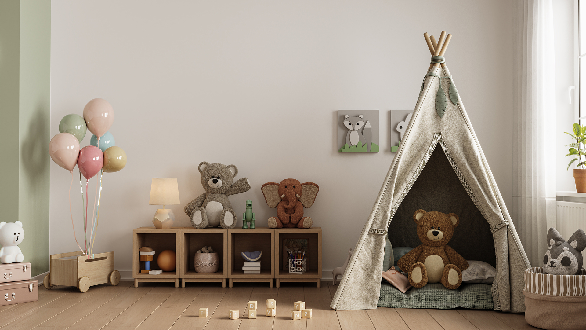 chambre d'enfant avec tippi bien eclairé